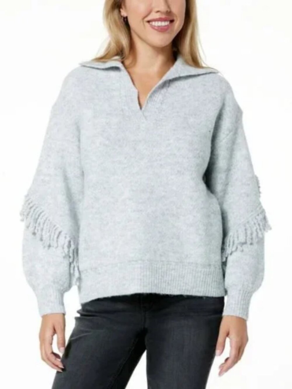 Democracy Long Blouson Sleeve Sweater Gray Size 3X